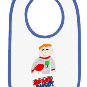 Space Ranger Fred Baby Bib, Cotton Contrast Trim, Baby Shower Gift