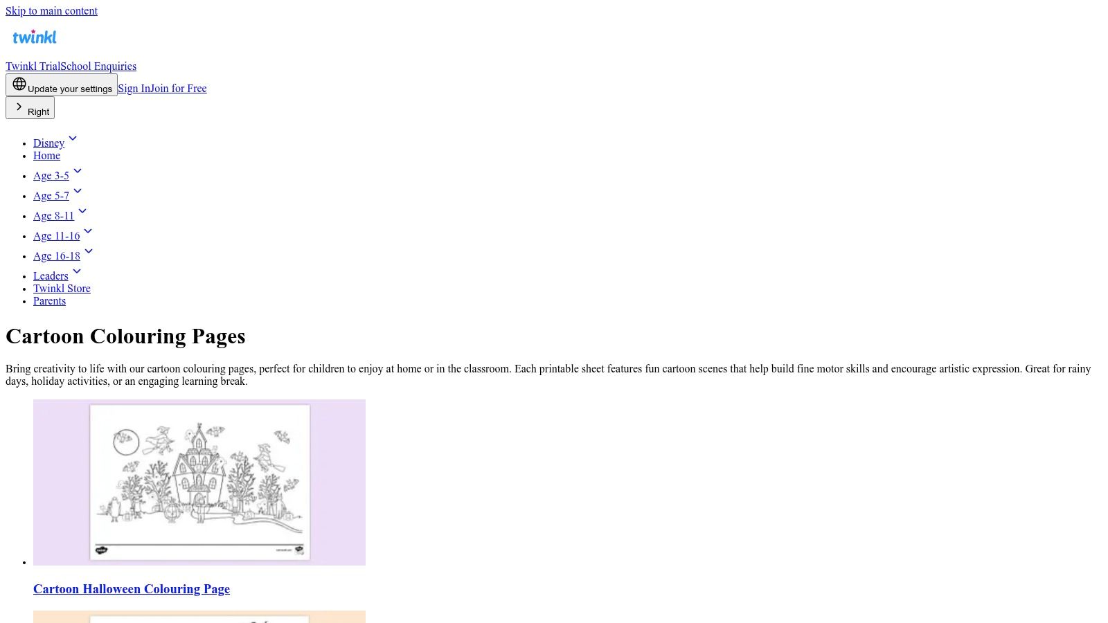 A child colours in a Halloween-themed cartoon colouring page from Twinkl.