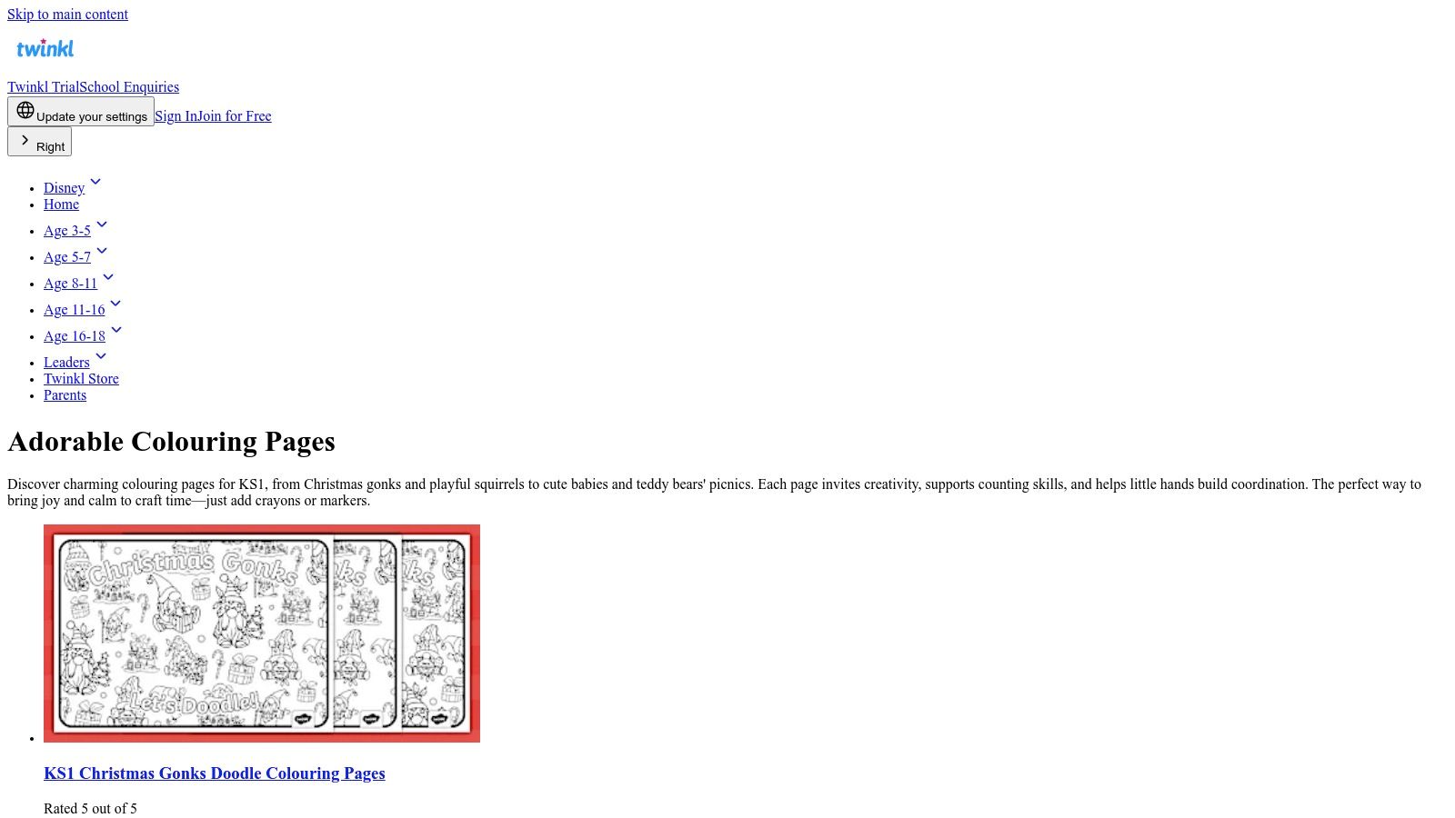 Twinkl (UK) – Adorable/Cute Colouring Pages