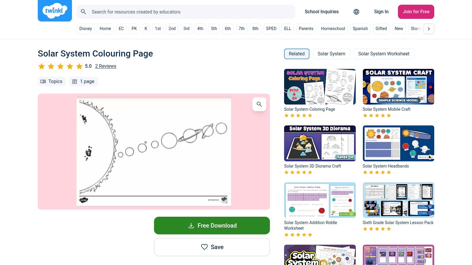 Twinkl (UK) – Solar System Colouring Sets